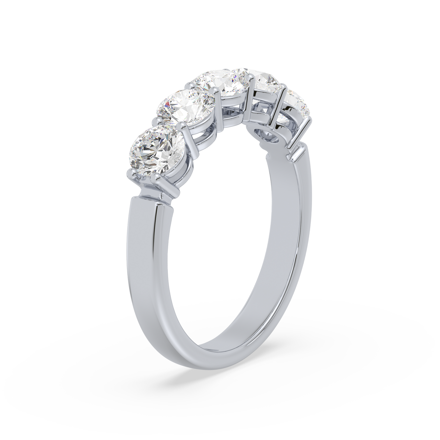 Fivefold Round Brilliance Half Eternity Band