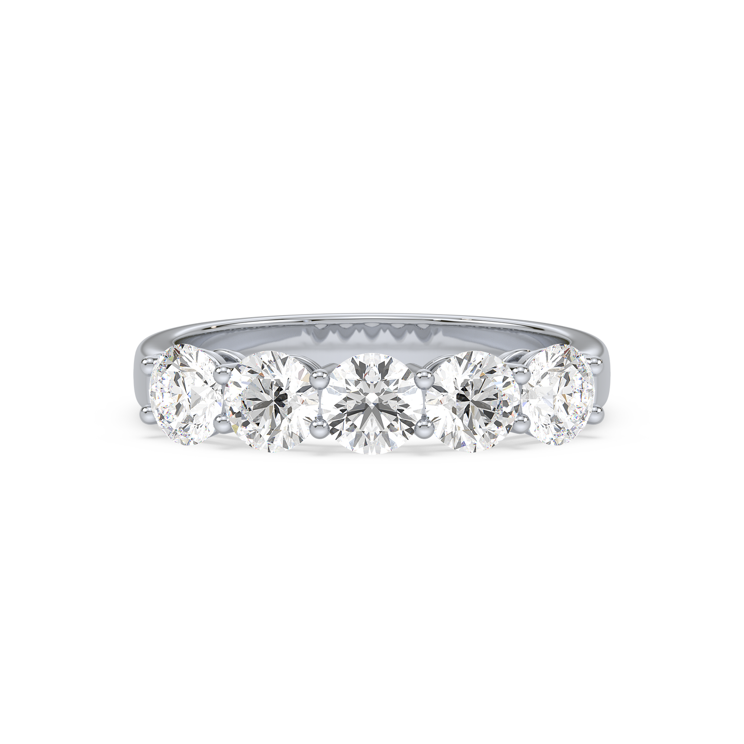 Fivefold Round Brilliance Half Eternity Band