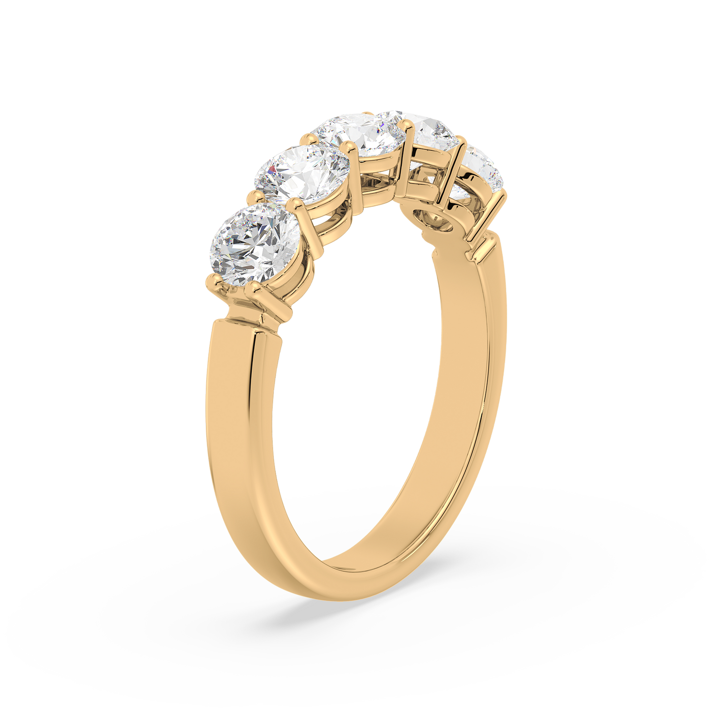 Fivefold Round Brilliance Half Eternity Band
