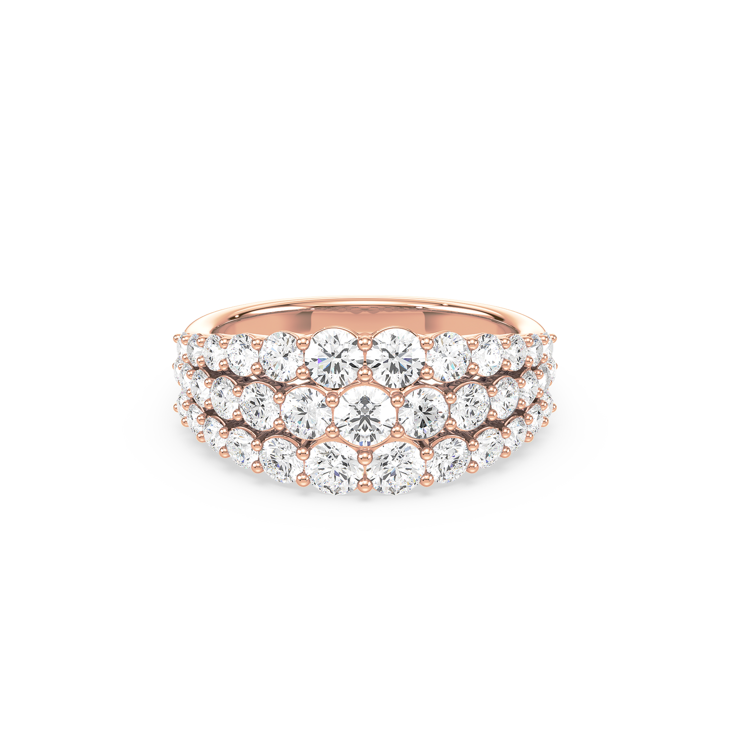 Majestic Round Cascade Trinity Prong Ring
