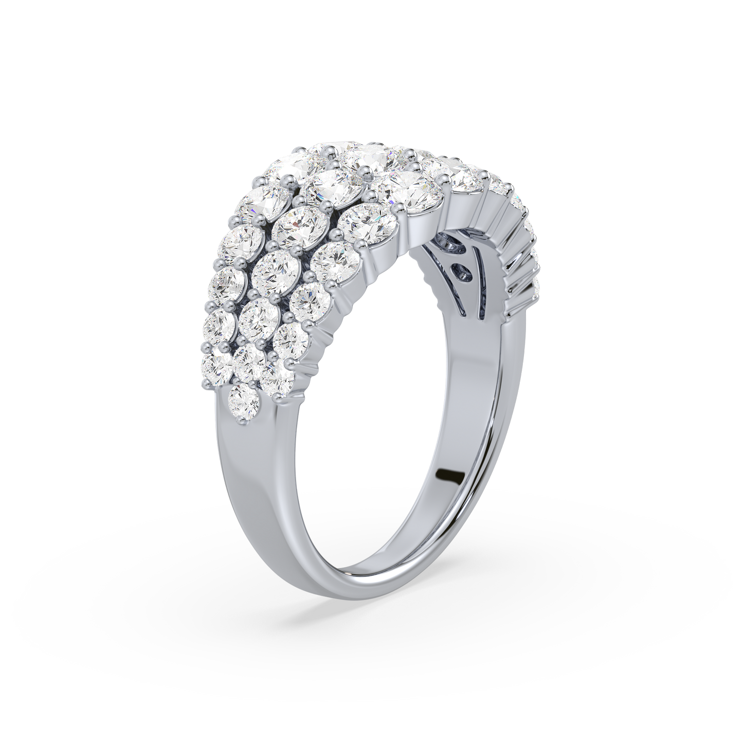 Majestic Round Cascade Trinity Prong Ring