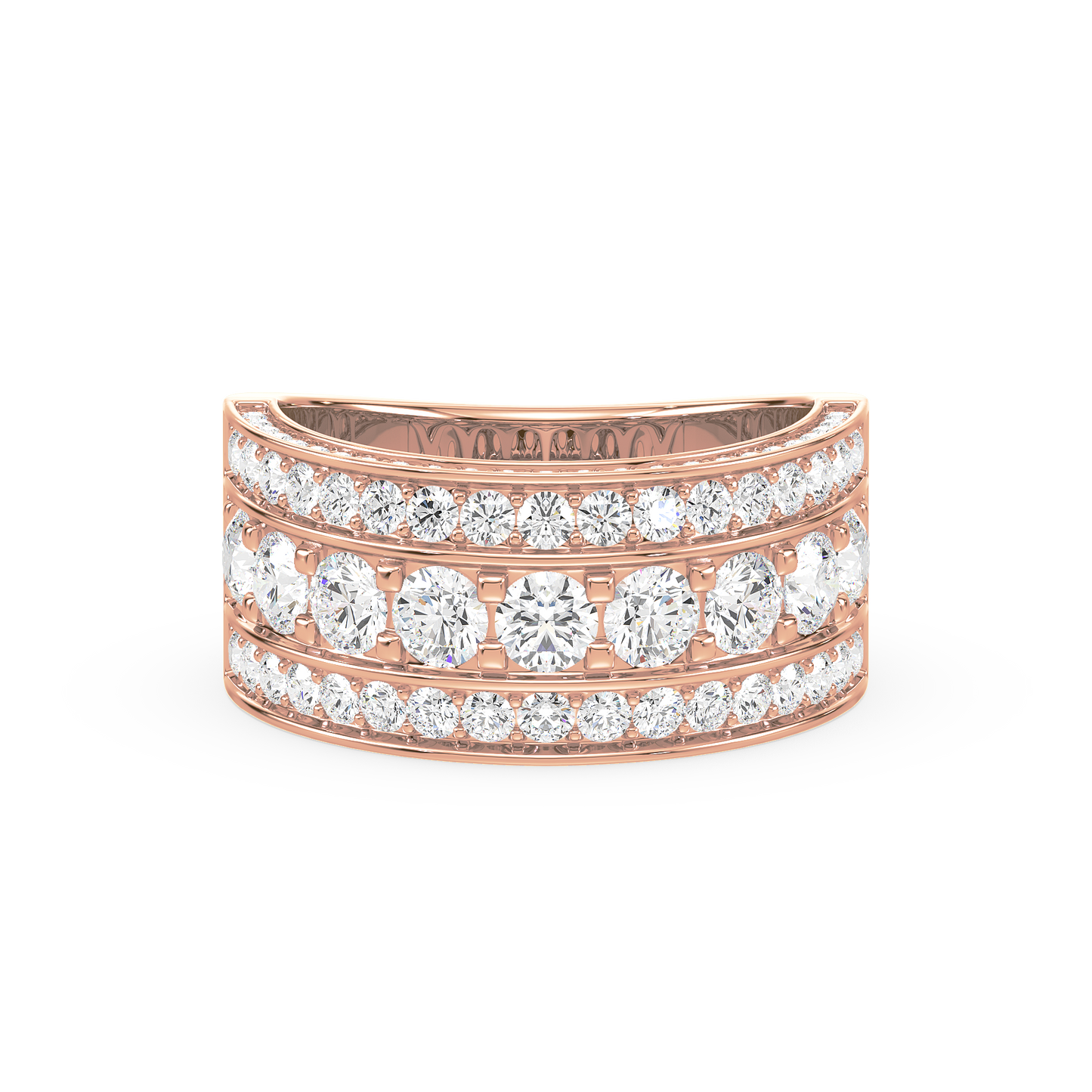 Majestic Round Trinity Pavé Ring