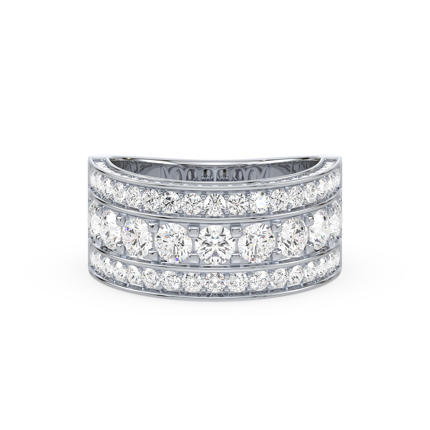 Majestic Round Trinity Pavé Ring