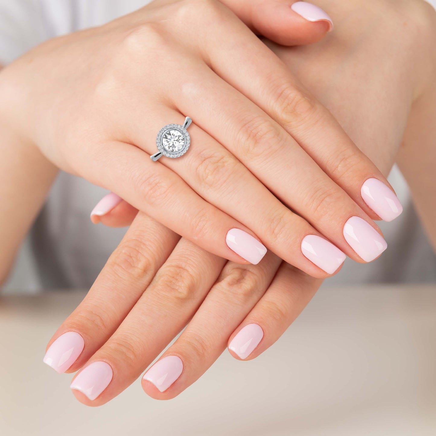 Halo Diamond Bezel Ring
