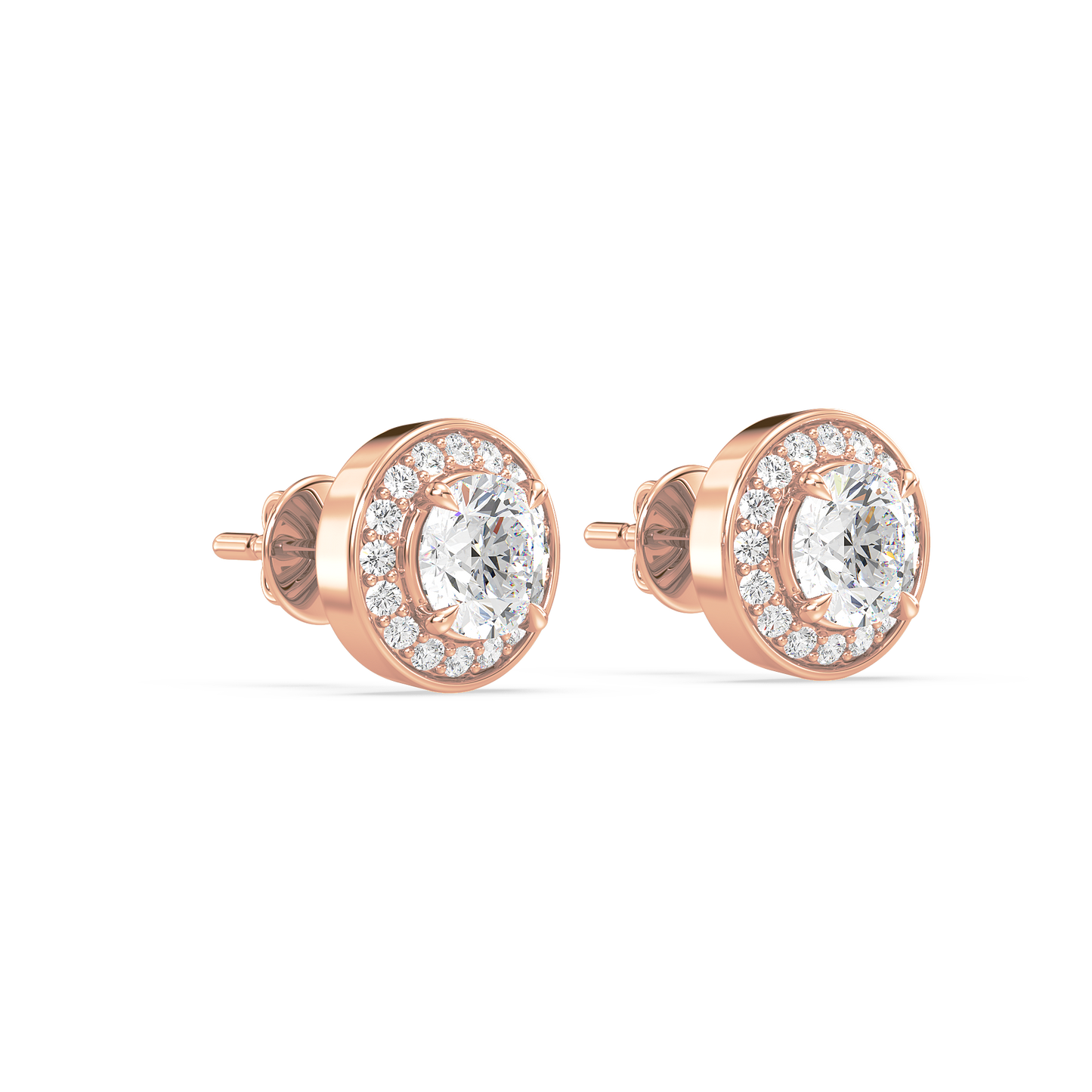Pavé Band Solitaire Halo Studs