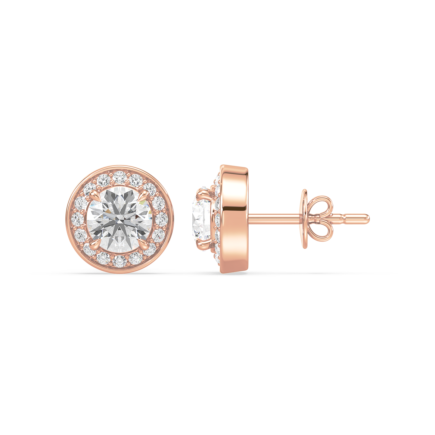Pavé Band Solitaire Halo Studs