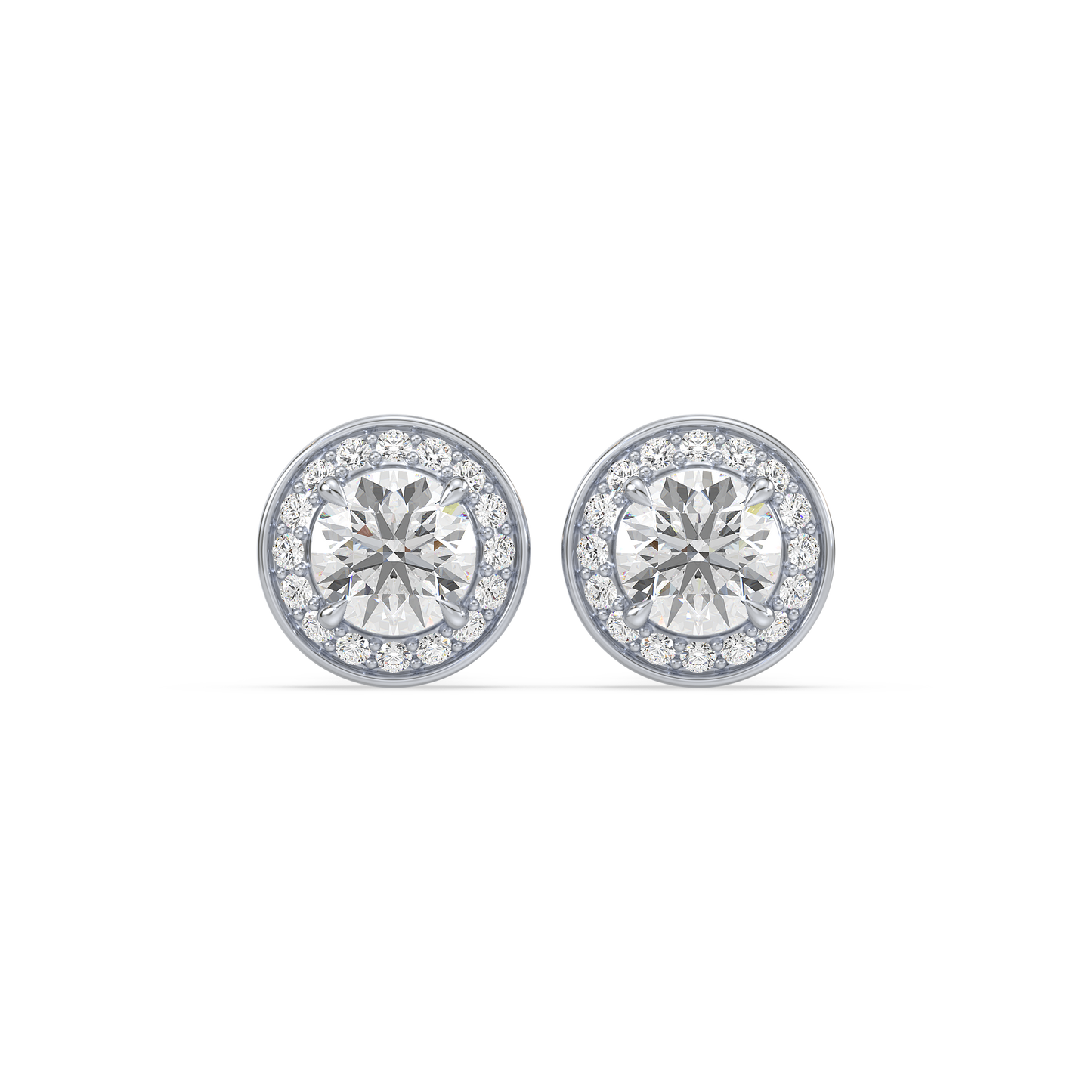 Pavé Band Solitaire Halo Studs