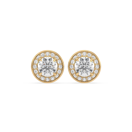 Pavé Band Solitaire Halo Studs
