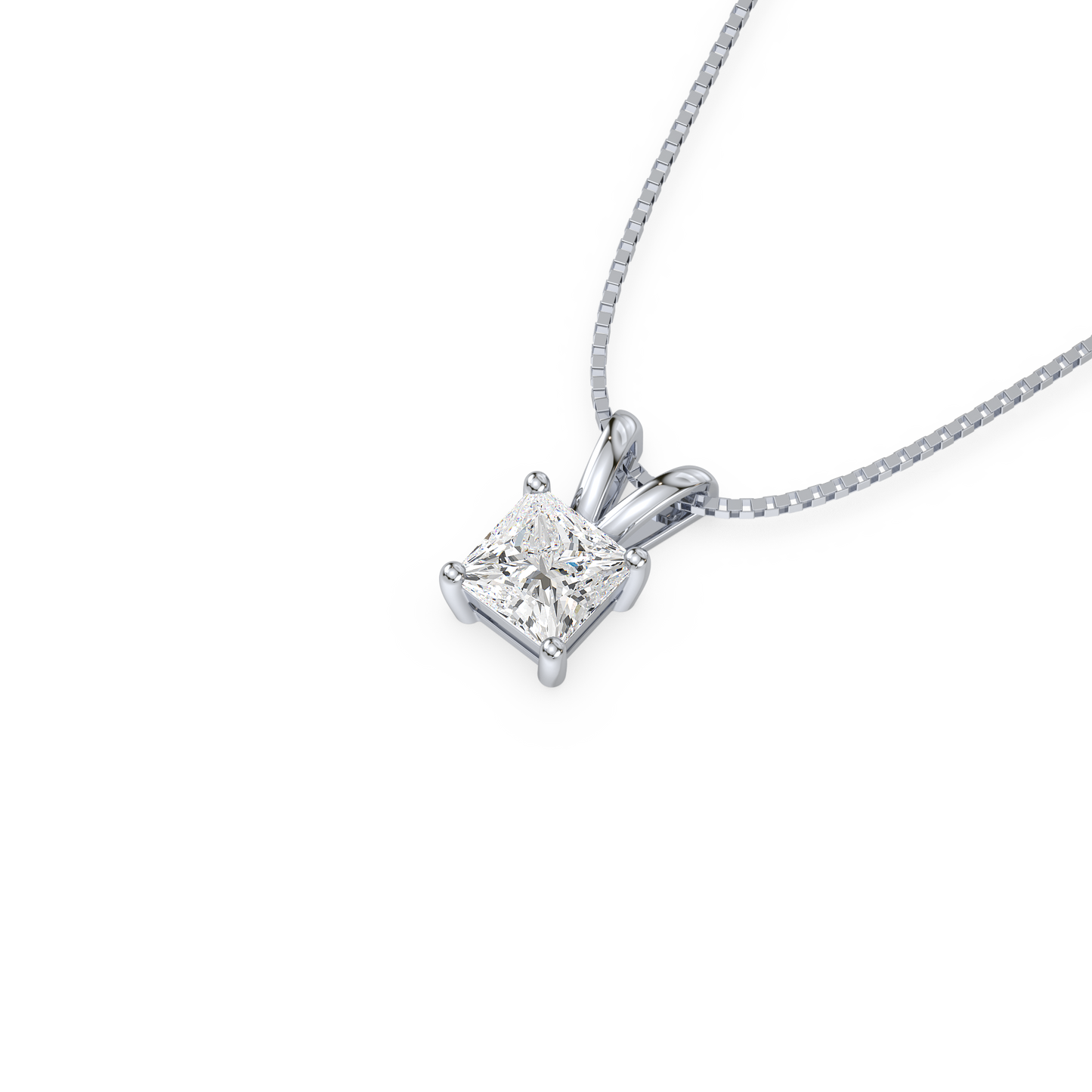 Princess Solitaire Drop Pendant