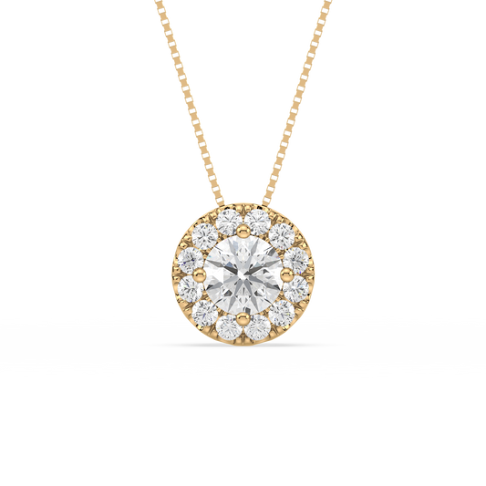 Round Solitaire Halo Pendant