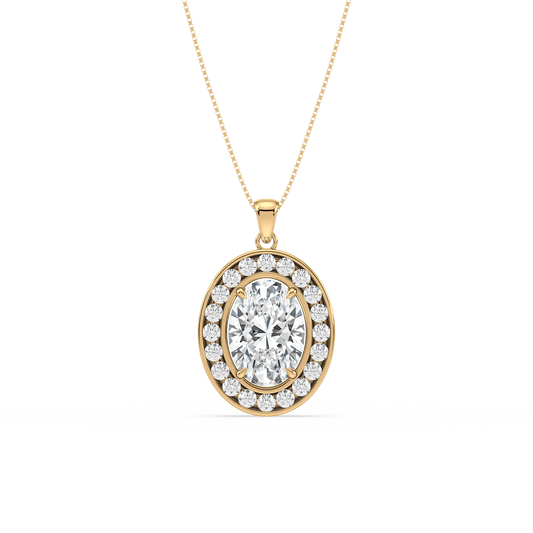 Blue Oval Solitaire Pendant