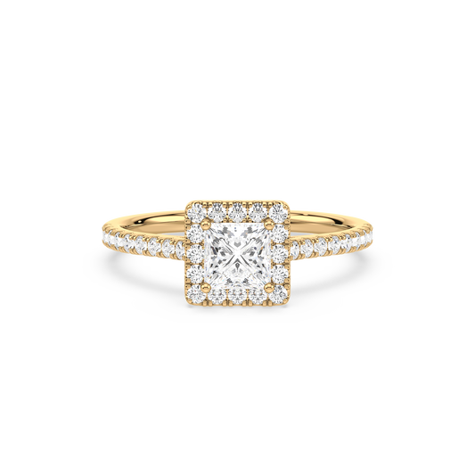 Accented Princess Solitaire Halo Ring