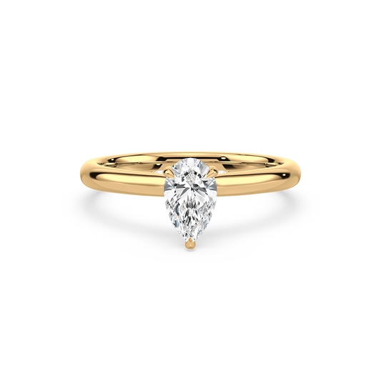 Under Accentuated Pear Solitaire Ring