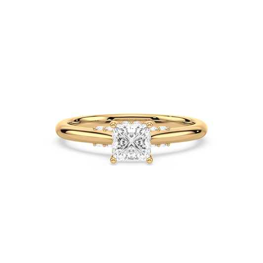Under Accentuated Princess Solitaire Ring
