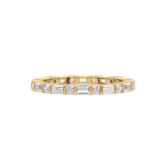 Baguette Round Bar Set Eternity Ring