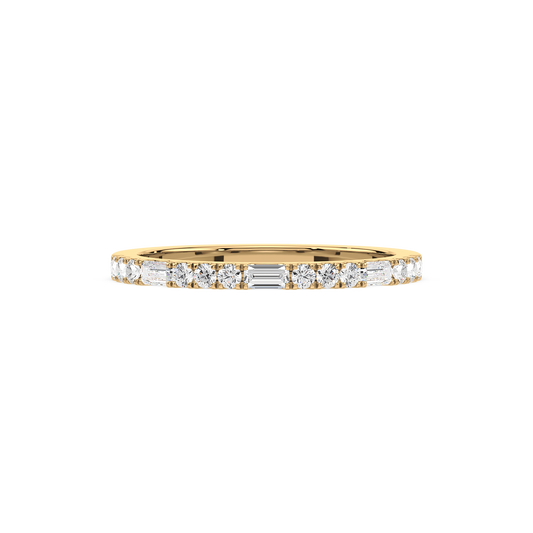 Baguette Round Prong Set Half Eternity Ring