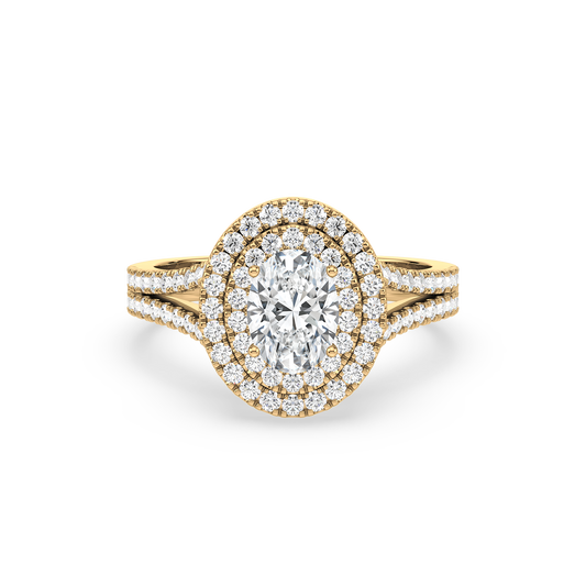 Accented Oval Solitaire Double Band Ring