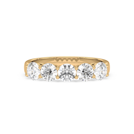 Fivefold Round Brilliance Half Eternity Band