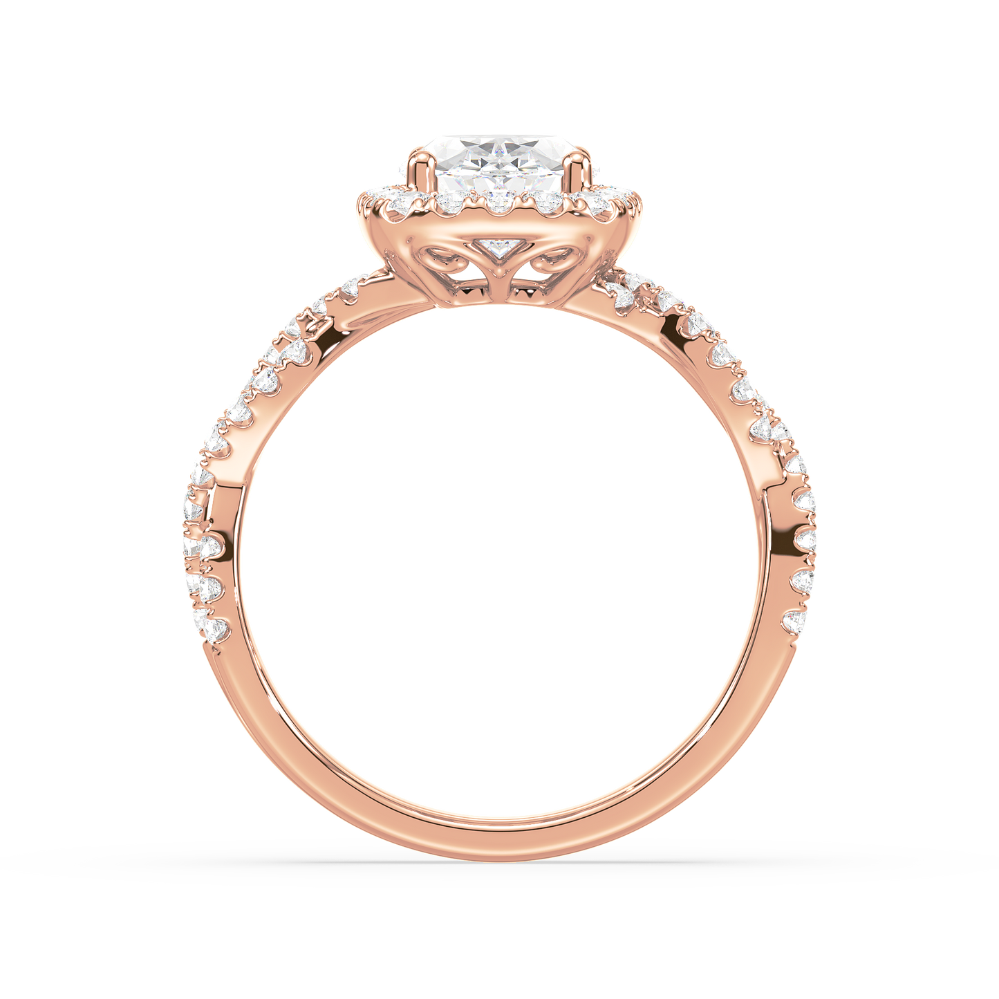Accented Oval Solitaire Weave Ring