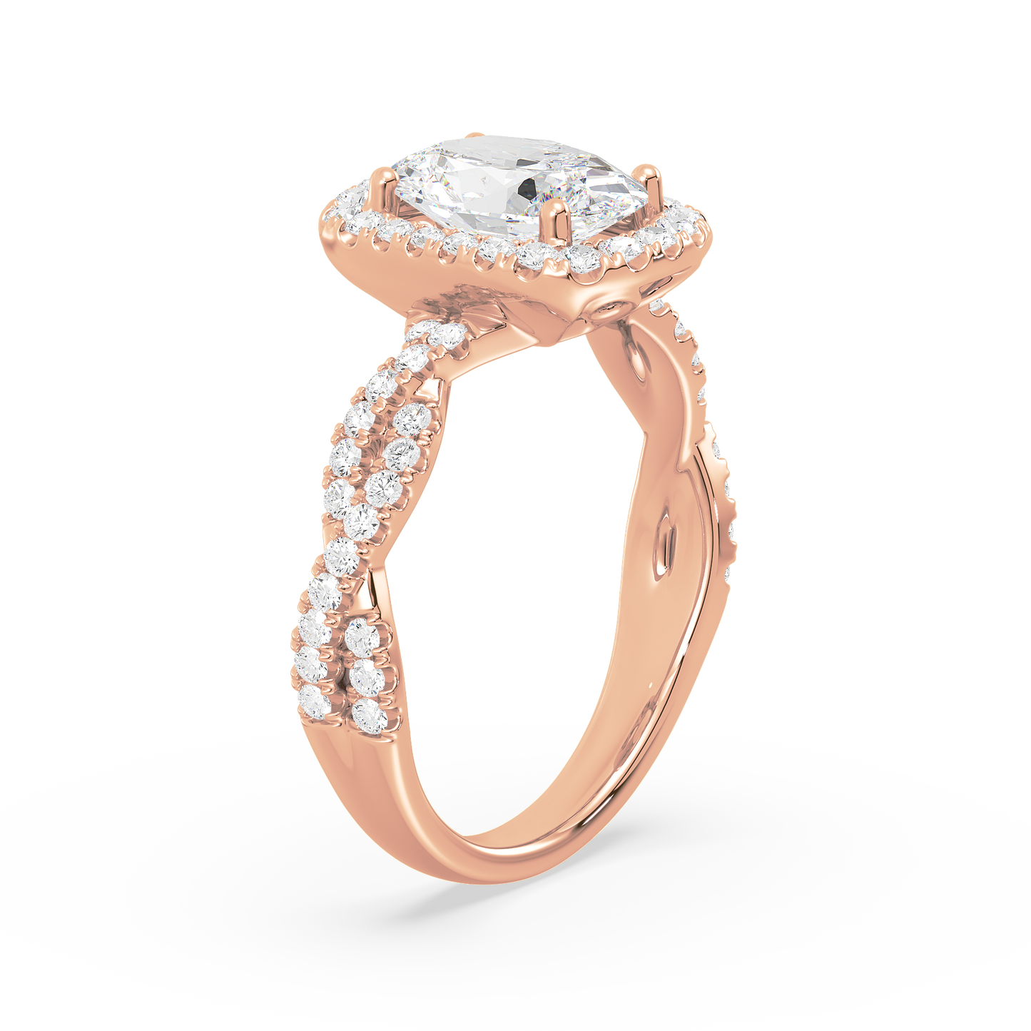 Accented Oval Solitaire Weave Ring