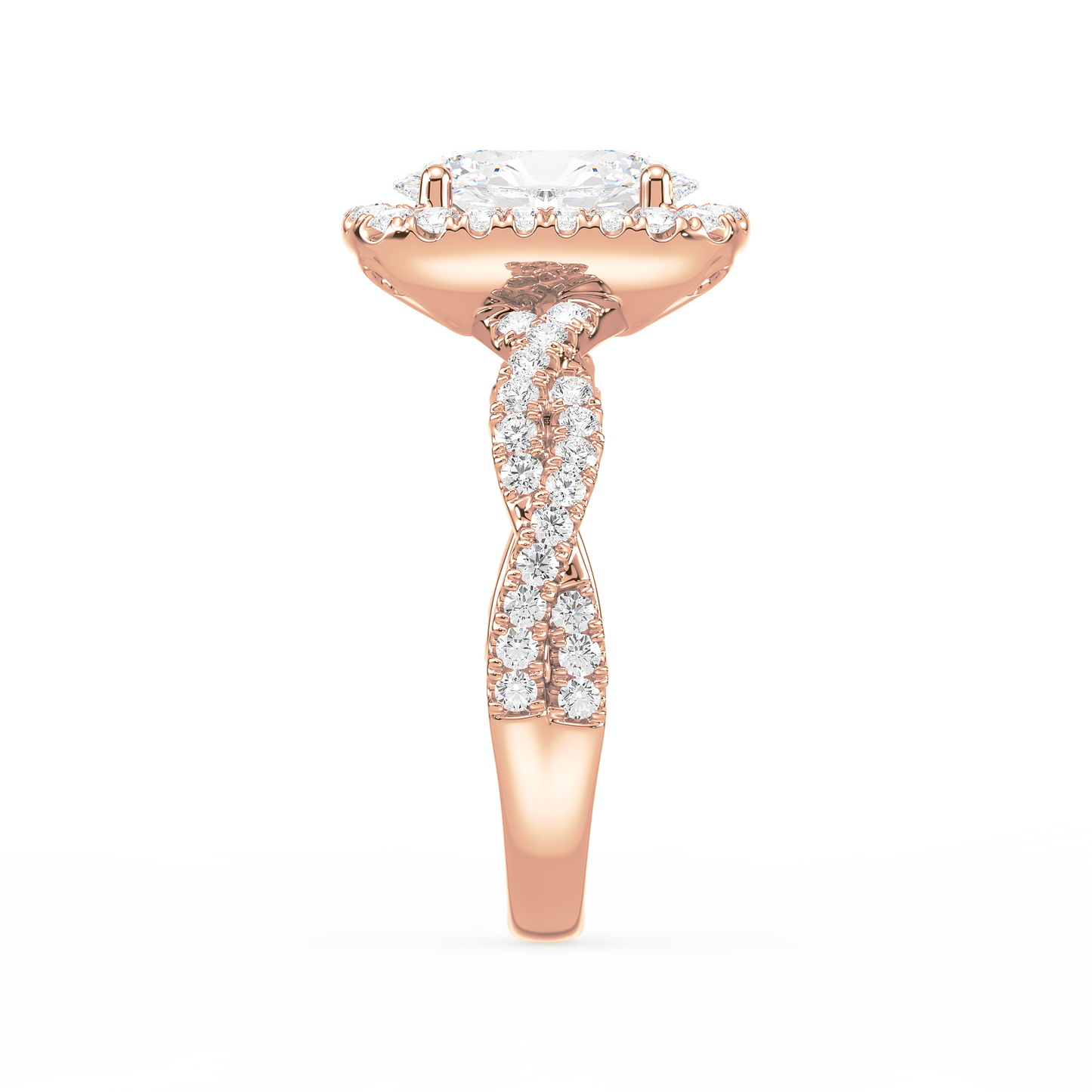 Accented Oval Solitaire Weave Ring