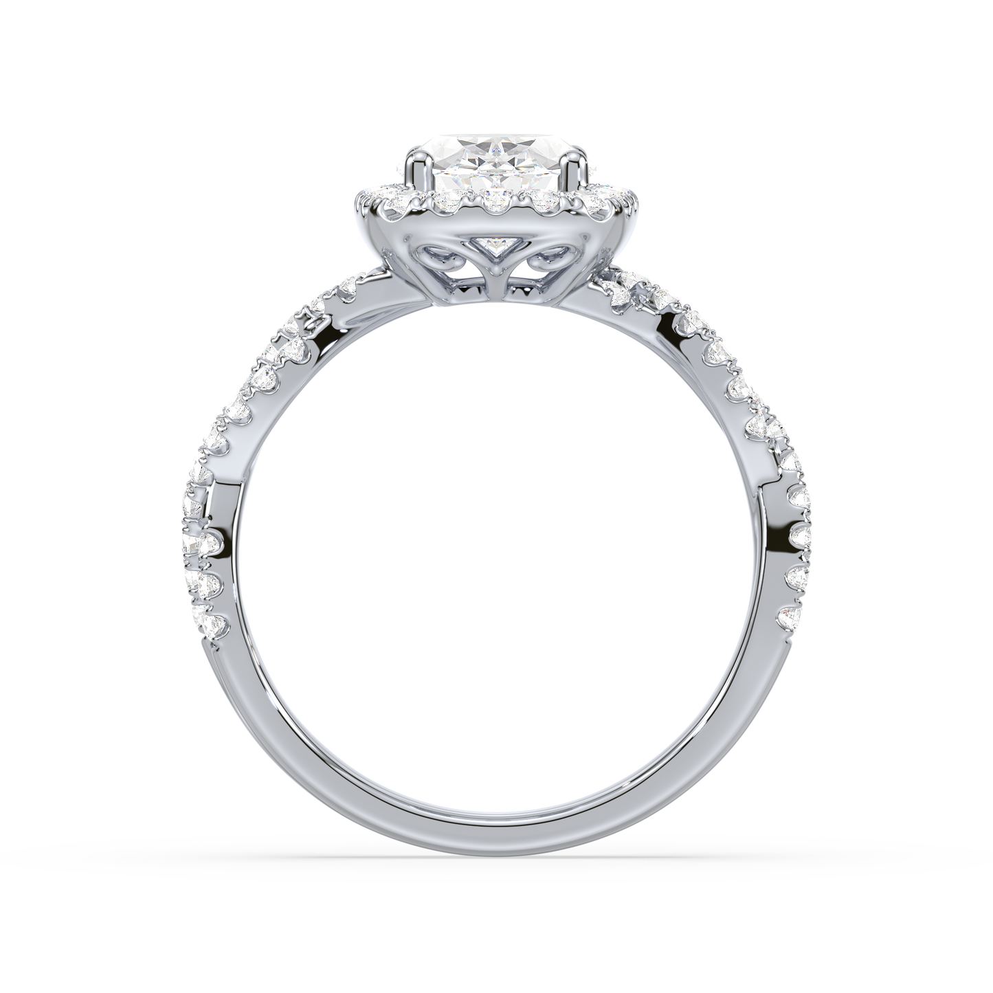 Accented Oval Solitaire Weave Ring