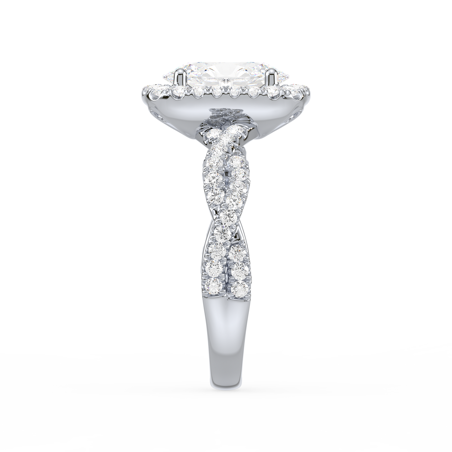 Accented Oval Solitaire Weave Ring