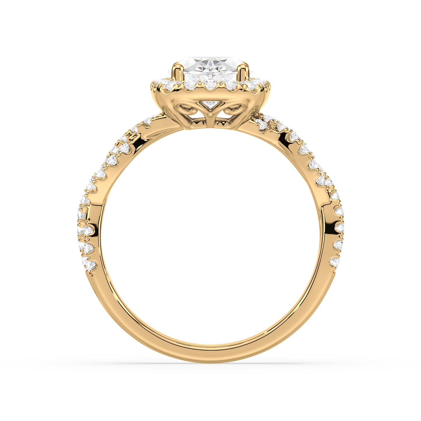 Accented Oval Solitaire Weave Ring