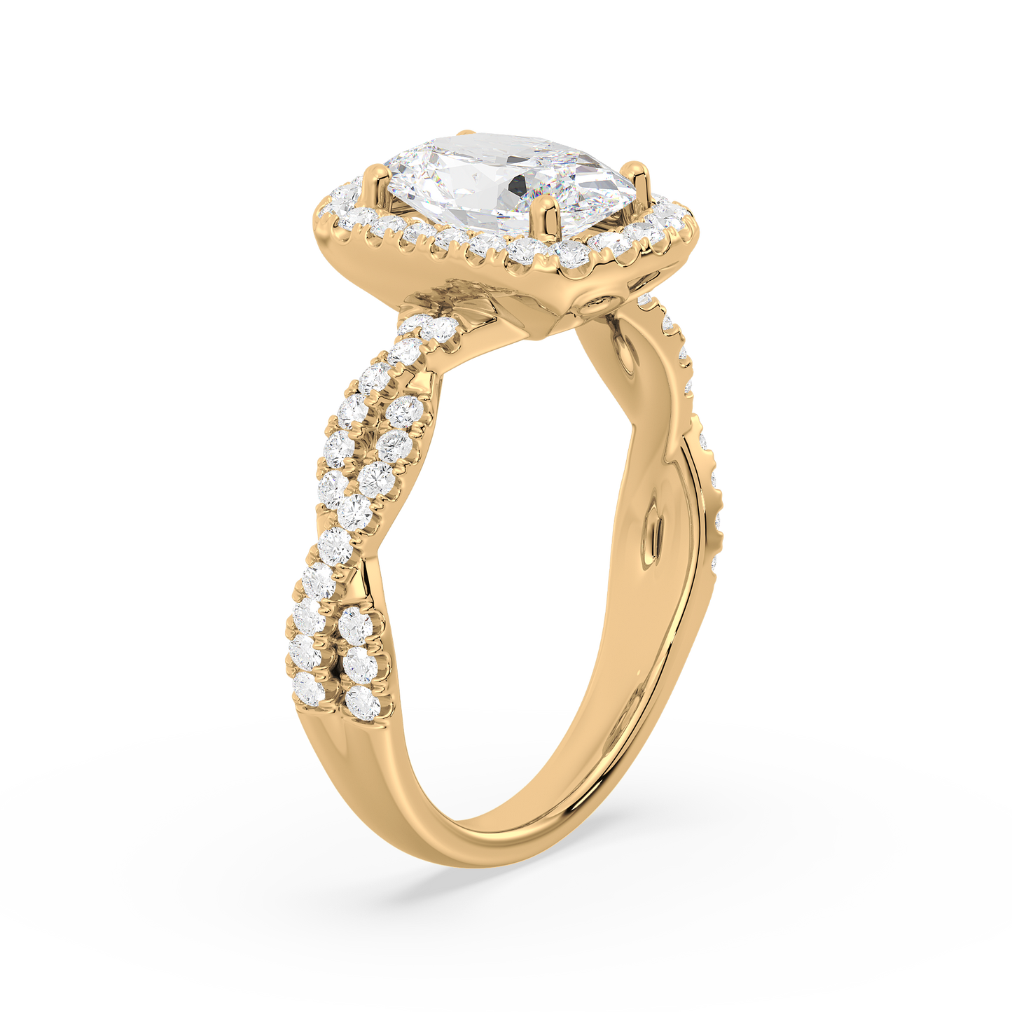 Accented Oval Solitaire Weave Ring