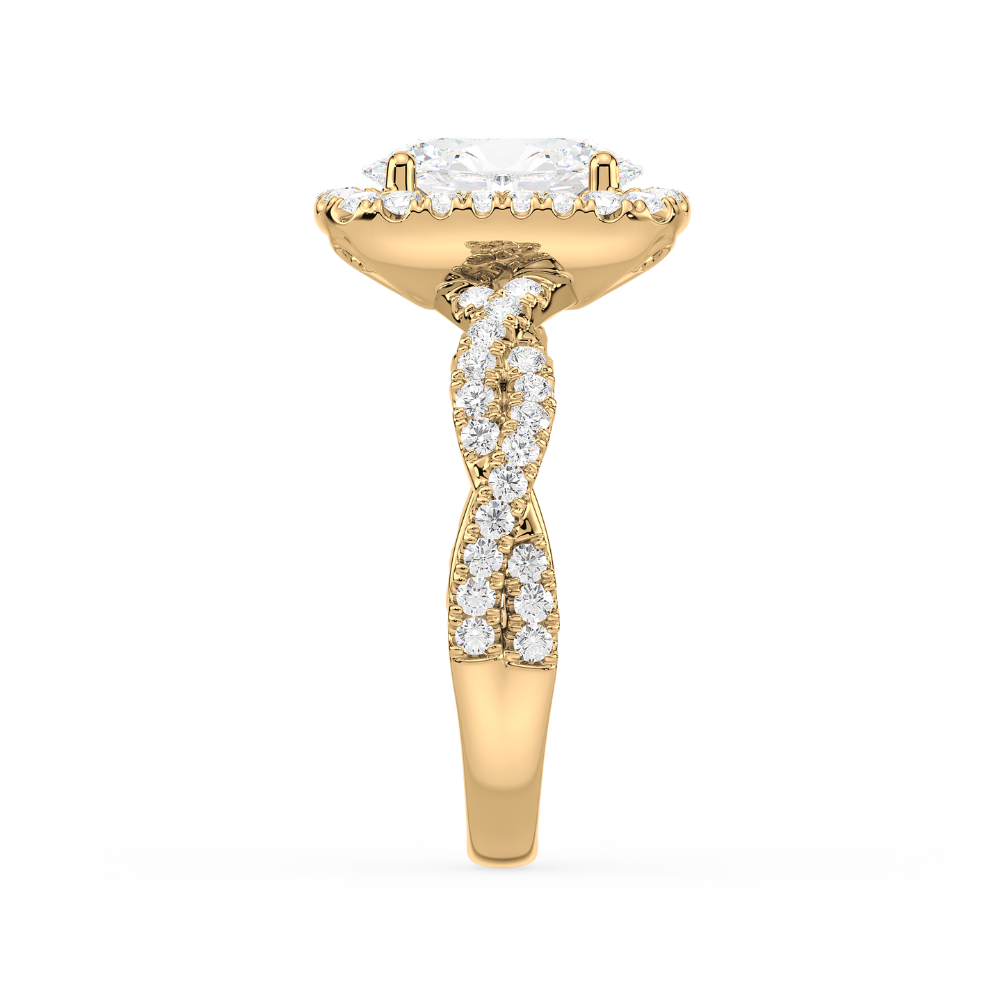 Accented Oval Solitaire Weave Ring