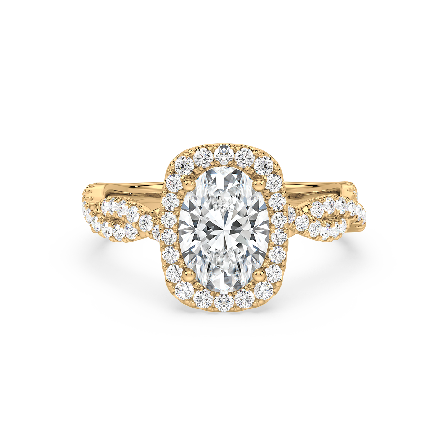 Accented Oval Solitaire Weave Ring